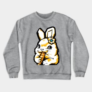 Cute Bunny Eating Carrot Pop Art Crewneck Sweatshirt